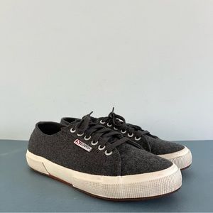 Superga 2750 Gray Wool Blend Lace Up Sneakers